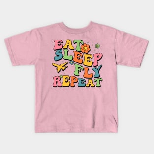 Eat Sleep Fly Repeat Kids T-Shirt